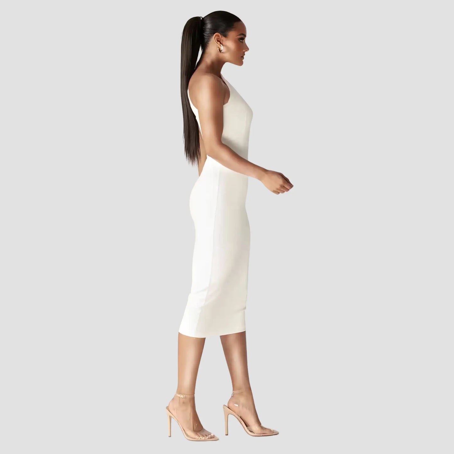 Emily Modern Lopsided Neckline Midi Dress