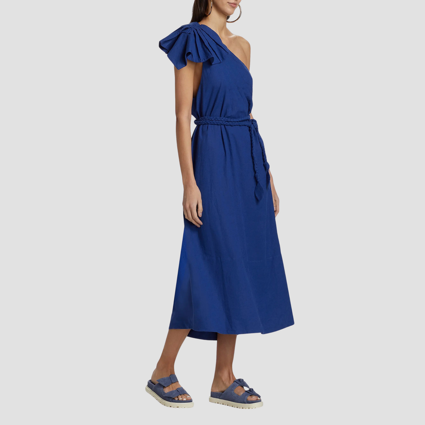 Leaf One-Shoulder Midi Dress