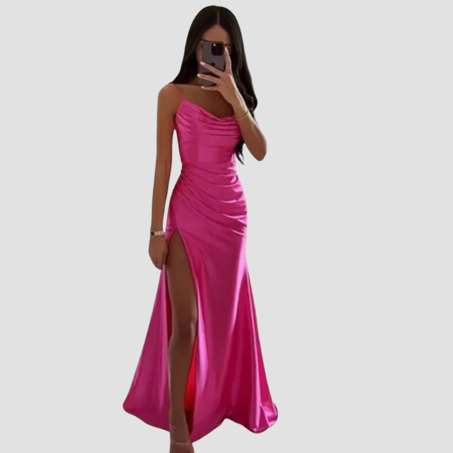 Ladivine CH172 Draped Cowl Satin Prom Dress