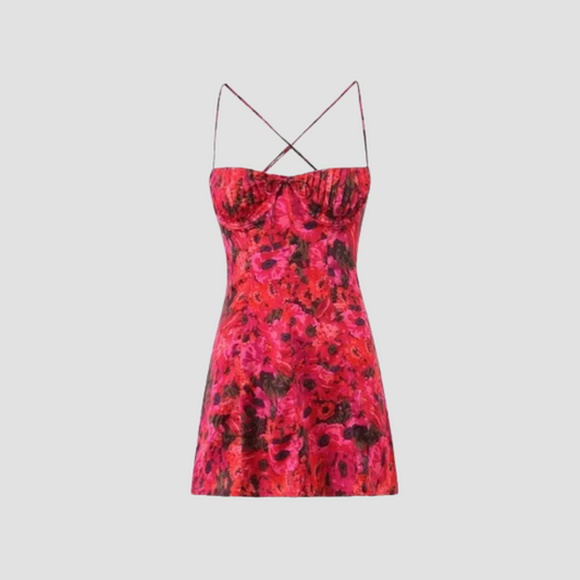 Red Floral Mini Dress