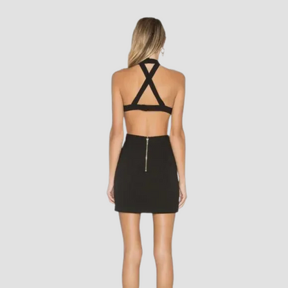 Black Mini Halter Cut-Out Party Dress