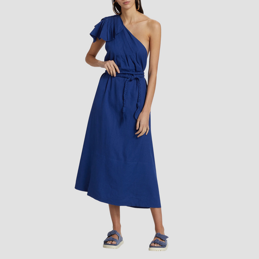 Leaf One-Shoulder Midi Dress