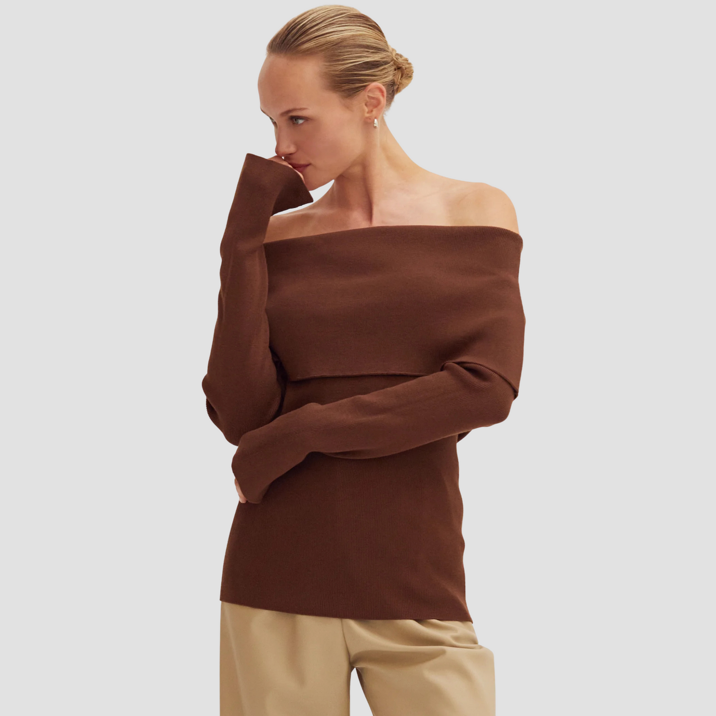 Ana Foldover Off Shoulder Knit Top | Vivian Mae