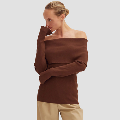 Ana Foldover Off Shoulder Knit Top | Vivian Mae