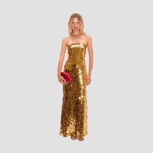 Sculpty Strapless Sequin Dress