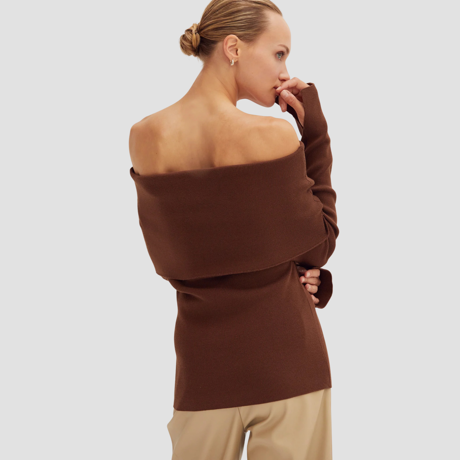 Ana Foldover Off Shoulder Knit Top | Vivian Mae