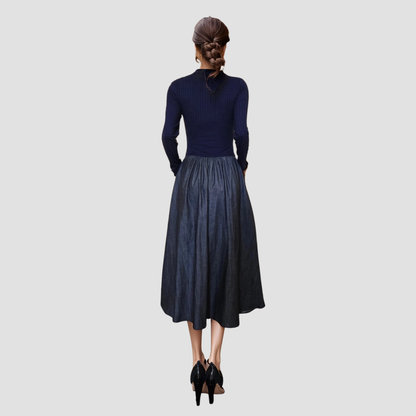 Betty Round Neck Long Sleeve Midi Dress | Vivian Mae