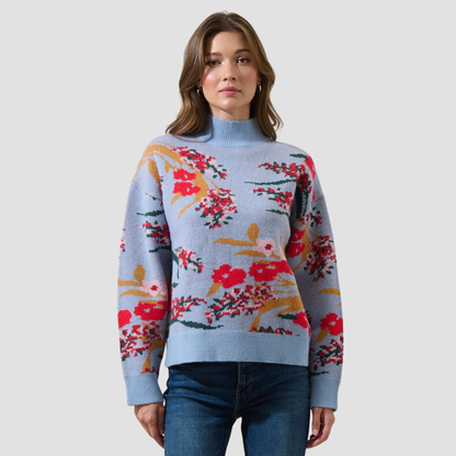 Fifi Floral Mock Neck Sweater | Vivian Mae