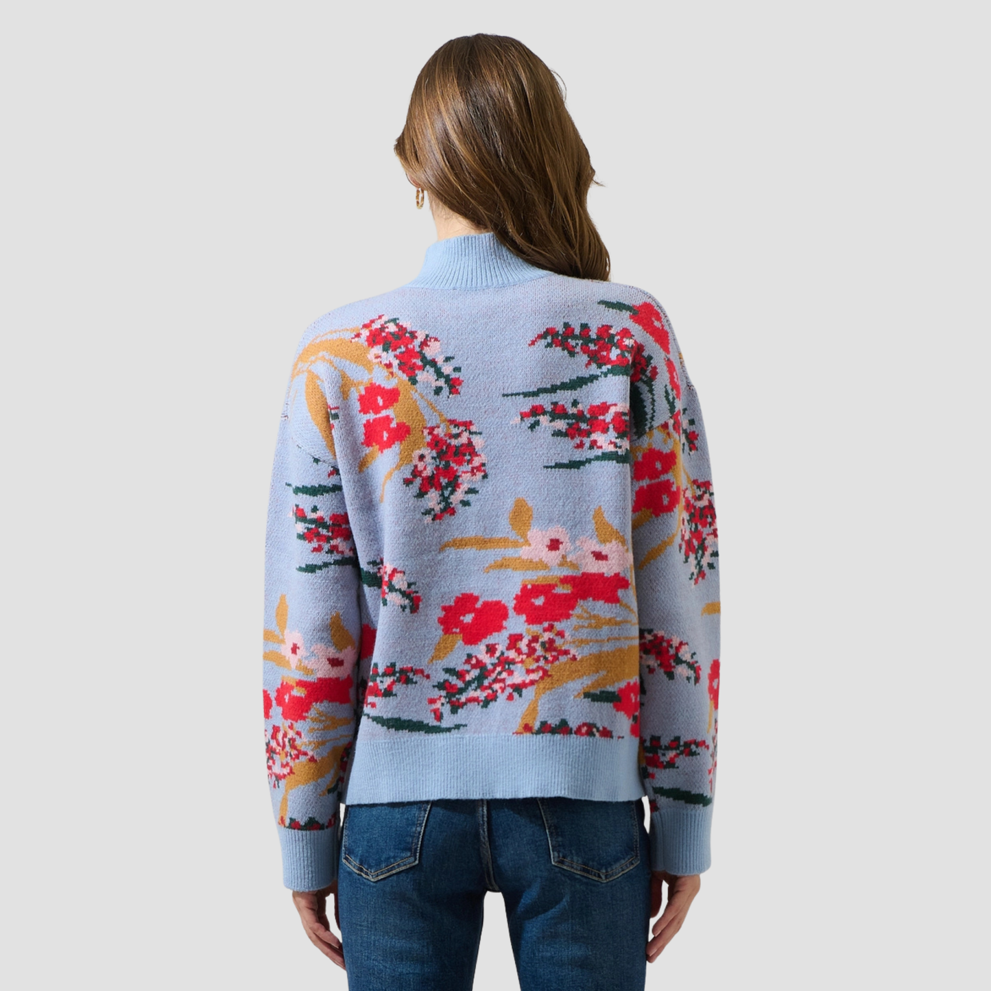 Fifi Floral Mock Neck Sweater | Vivian Mae