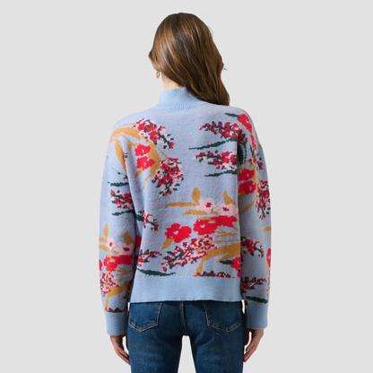 Fifi Floral Mock Neck Sweater | Vivian Mae