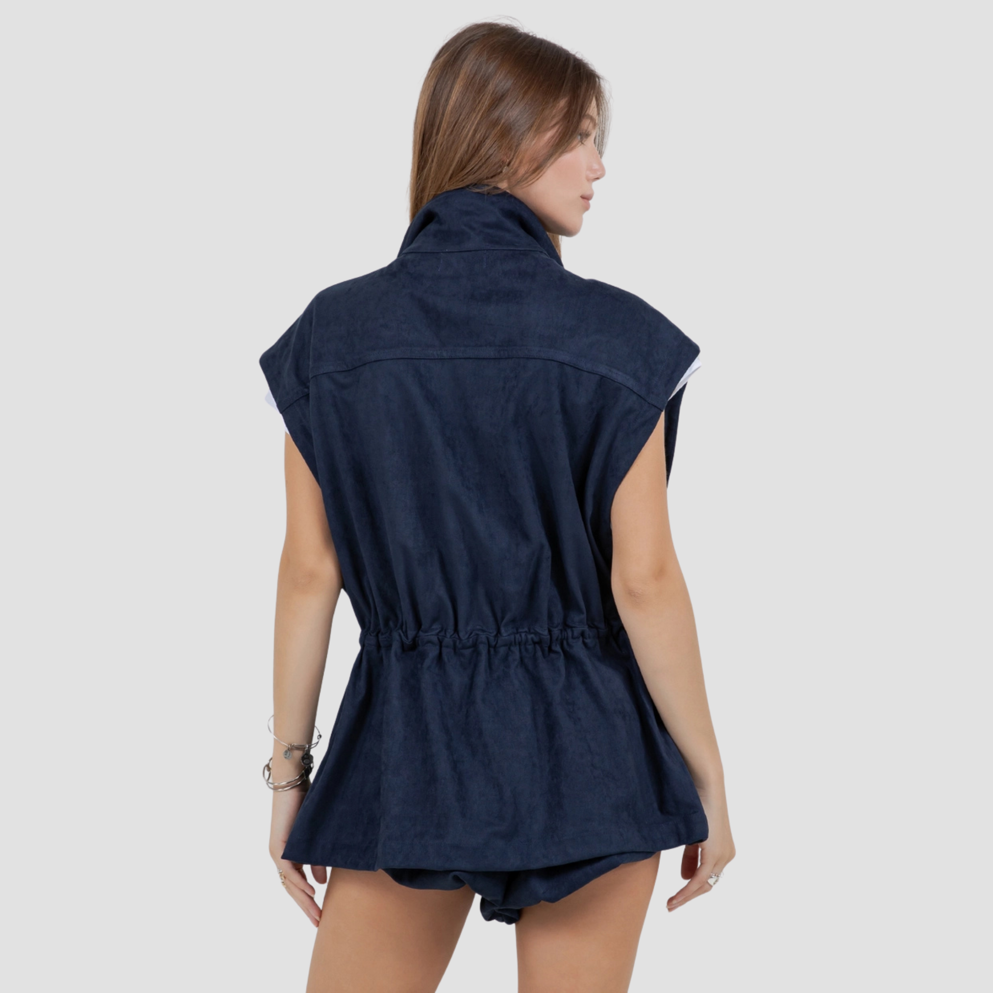 Utilitarian Suede Jacket Vest | Vivian Mae